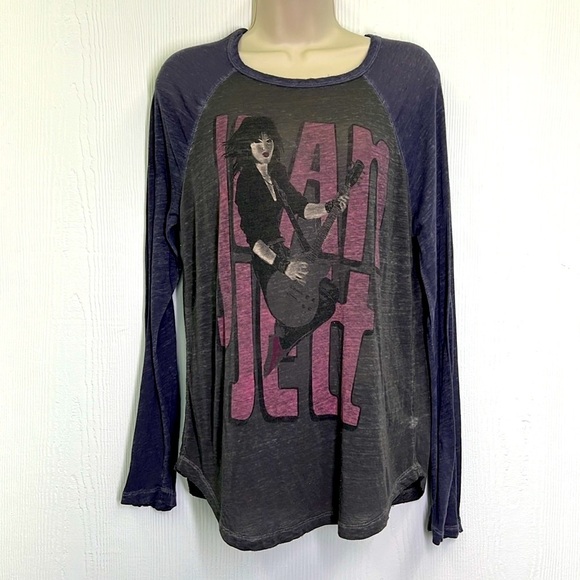 Lucky Brand - Joan Jett Graphic Burn Out Gray Long Sleeve Band  Top Size Small - Picture 3 of 11